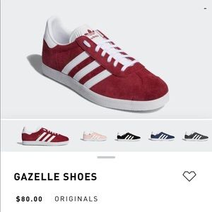 Brand New Adidas Gazelle Burgundy/White